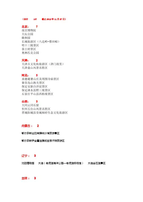 A级景区名录
