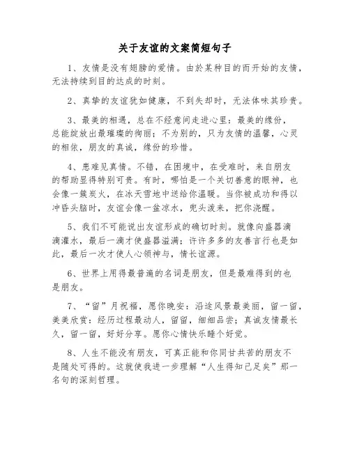 关于友谊的文案简短句子