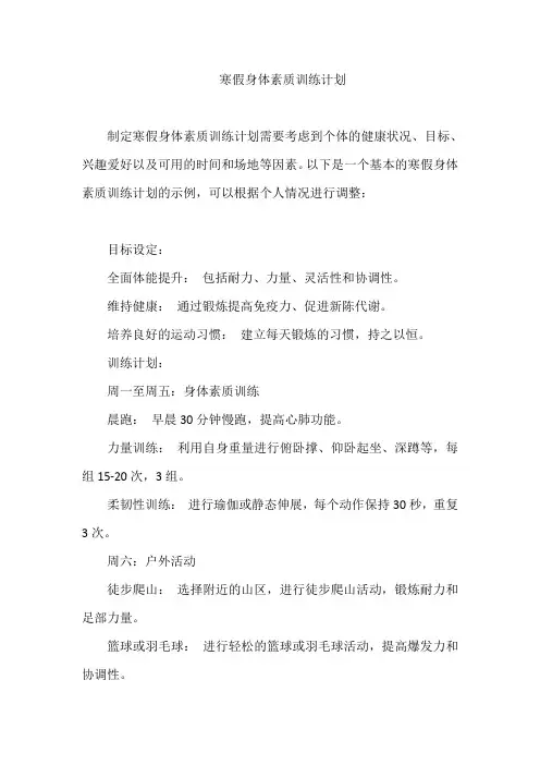 寒假身体素质训练计划