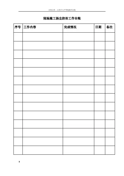 现场施工扬尘防治工作台账及表格