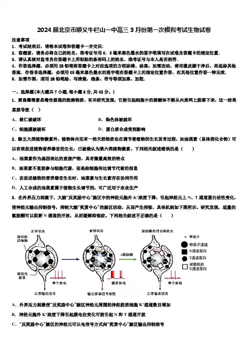 2024届北京市顺义牛栏山一中高三3月份第一次模拟考试生物试卷含解析