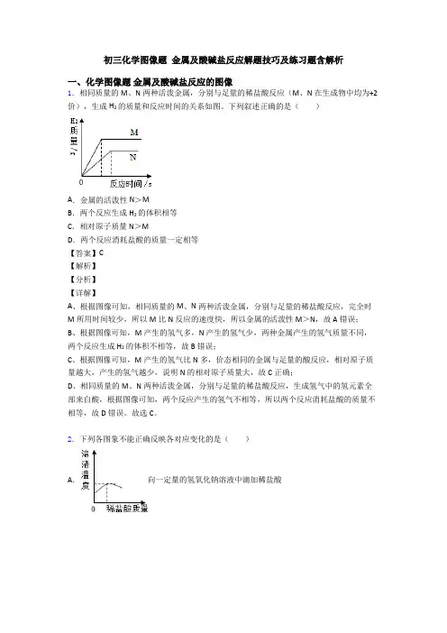 初三化学图像题 金属及酸碱盐反应解题技巧及练习题含解析