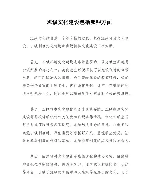 班级文化建设包括哪些方面