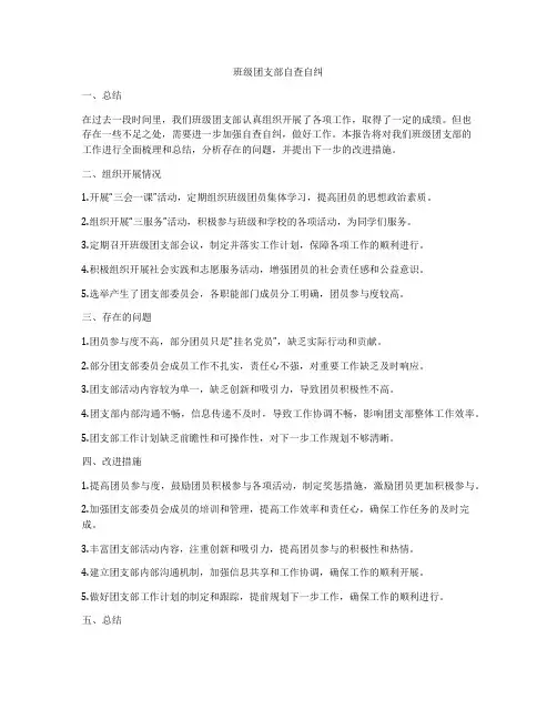 班级团支部自查自纠