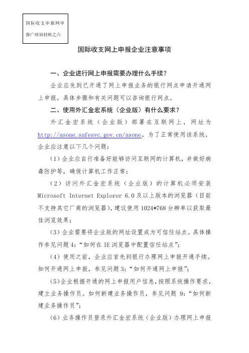 国际收支网上申报企业注意事项.doc