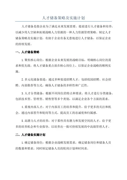 人才储备策略及实施计划