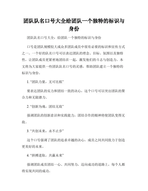 团队队名口号大全给团队一个独特的标识与身份