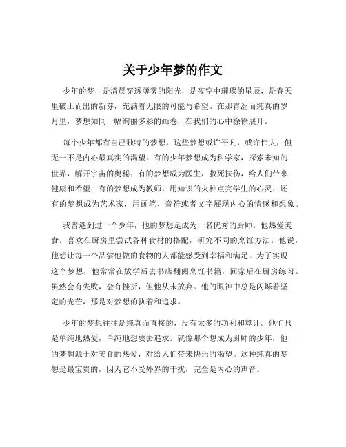 关于少年梦的作文