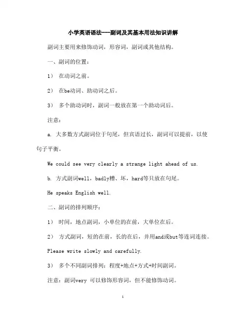 小学英语语法---副词及其基本用法知识讲解