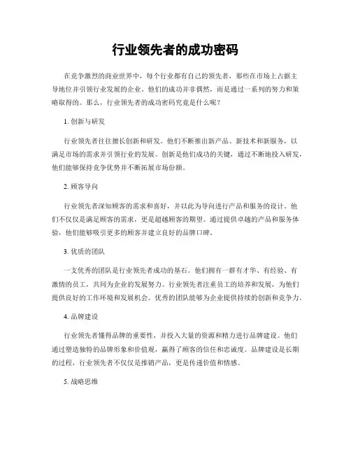 行业领先者的成功密码
