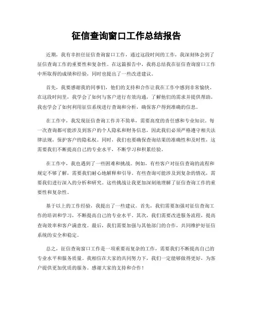 征信查询窗口工作总结报告