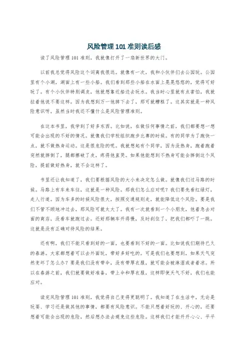风险管理101准则读后感