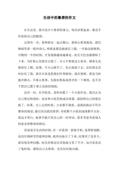 生活中的鲁莽的作文