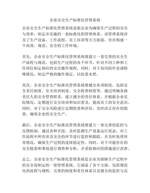 企业安全生产标准化管理系统