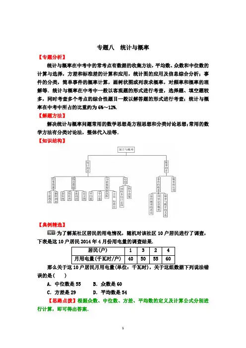 中考数学专题冲刺《统计与概率》练习题含答案