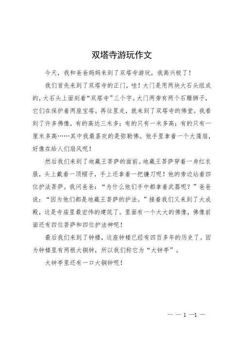 双塔寺游玩作文