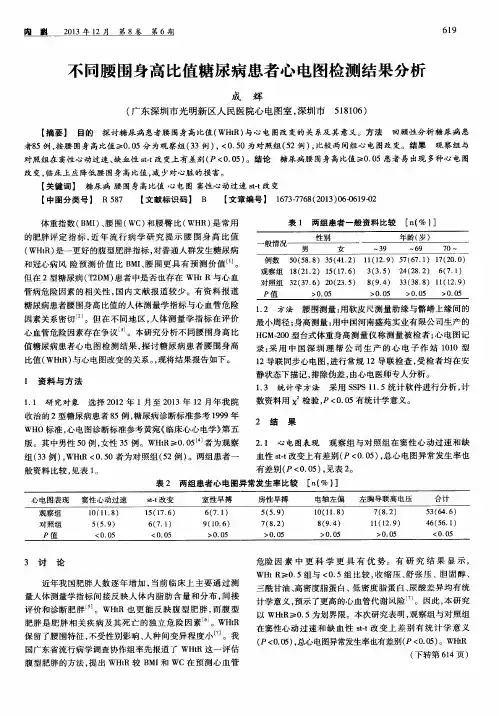 不同腰围身高比值糖尿病患者心电图检测结果分析