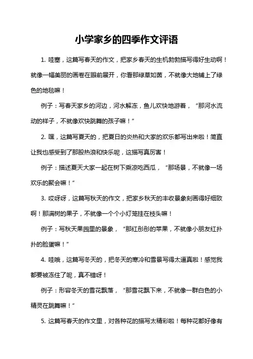 小学家乡的四季作文评语
