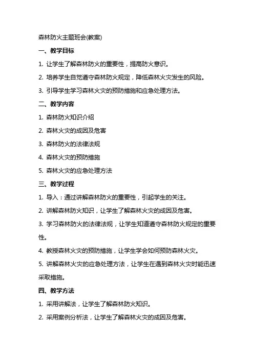 森林防火主题班会(教案)