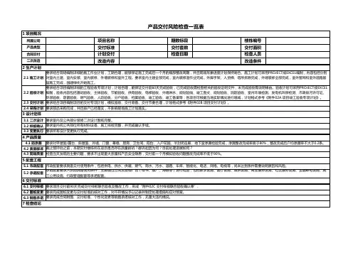 产品交付风险检查一览表