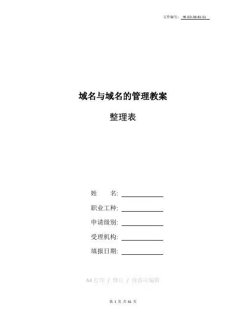 整理域名与域名的管理教案