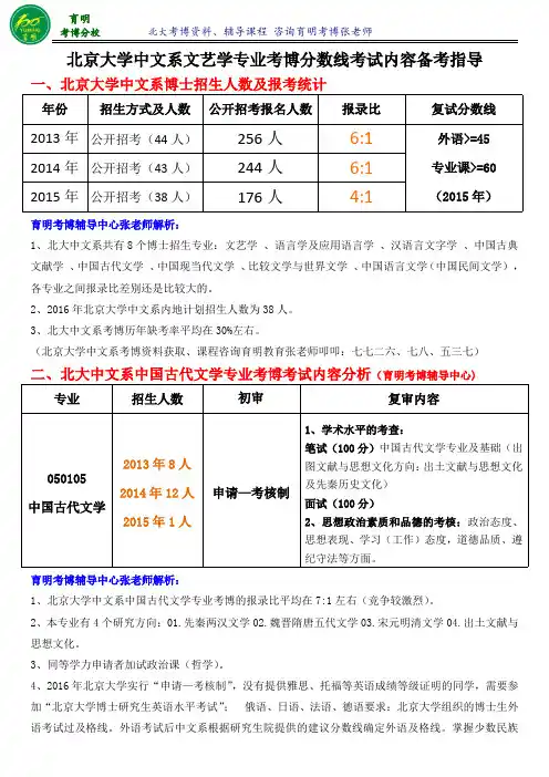 北京大学中国古代文学专业考博指定参考书高分课程班考试内容考试重点-育明考研考博