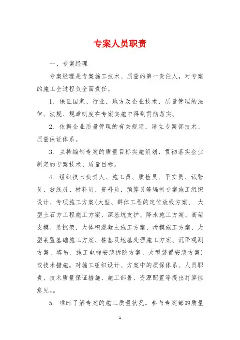 专案人员职责