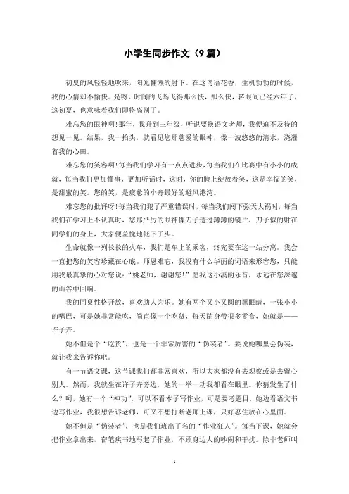 小学生同步作文(9篇)