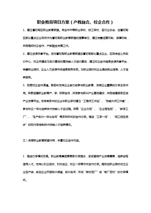 职业教育项目方案(产教融合、校企合作)