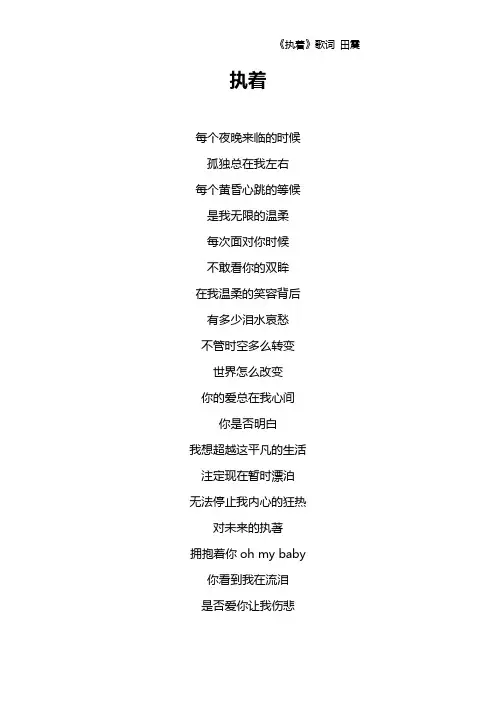 《执着》歌词 田震