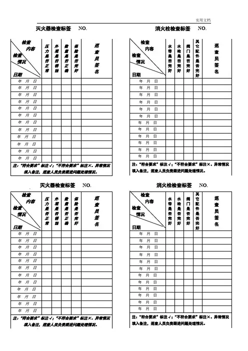 灭火器、消火栓检查表