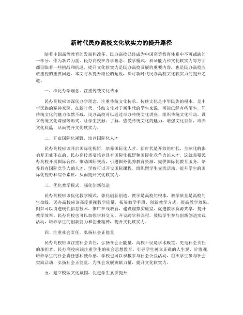 新时代民办高校文化软实力的提升路径