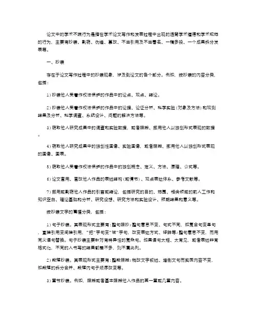 论文写作发表中的学术不端行为(应避免的问题)