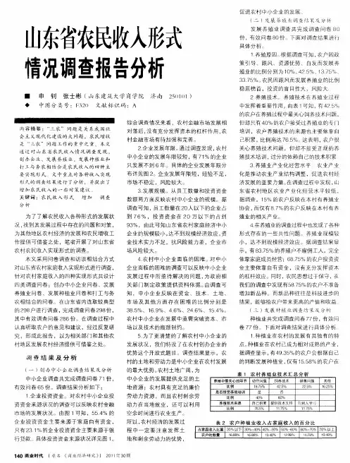 山东省农民收入形式情况调查报告分析