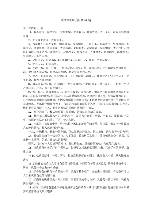 花的唯美句子(经典10篇)