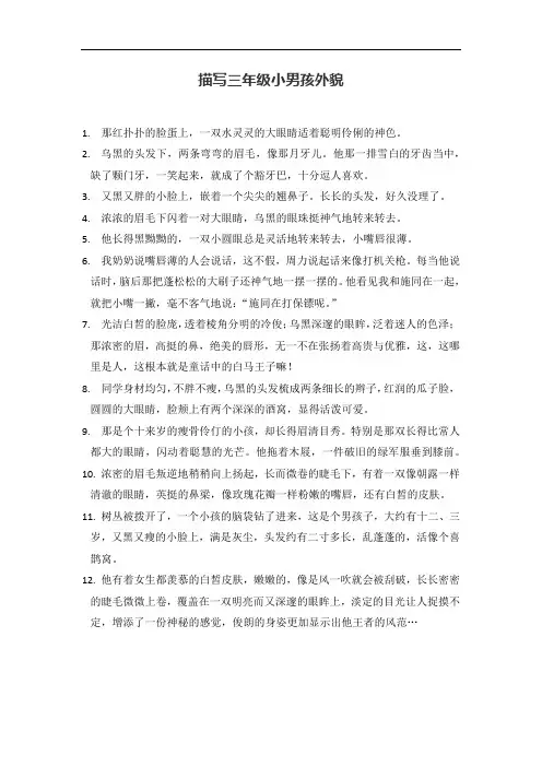 描写三年级小男孩外貌