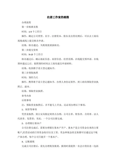 注册工作室的流程
