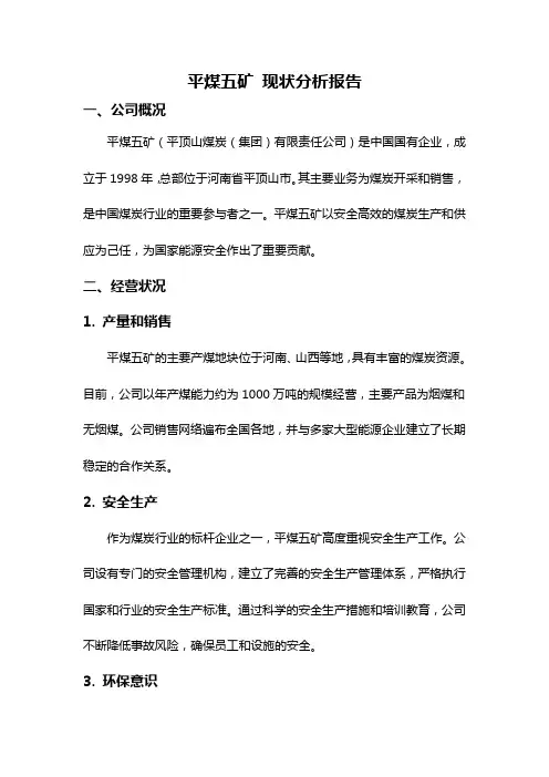 平煤五矿 现状分析报告