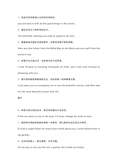 英文小众表白语句句文艺唯美