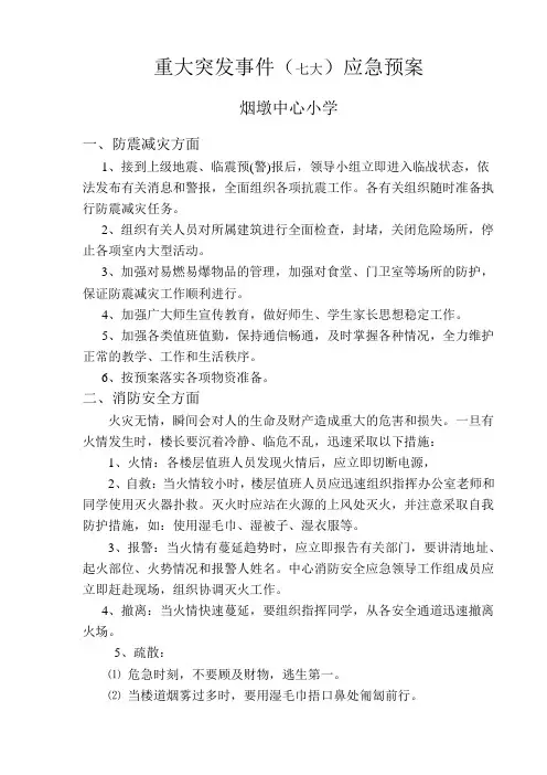 重大突发事件(七大)应急预案