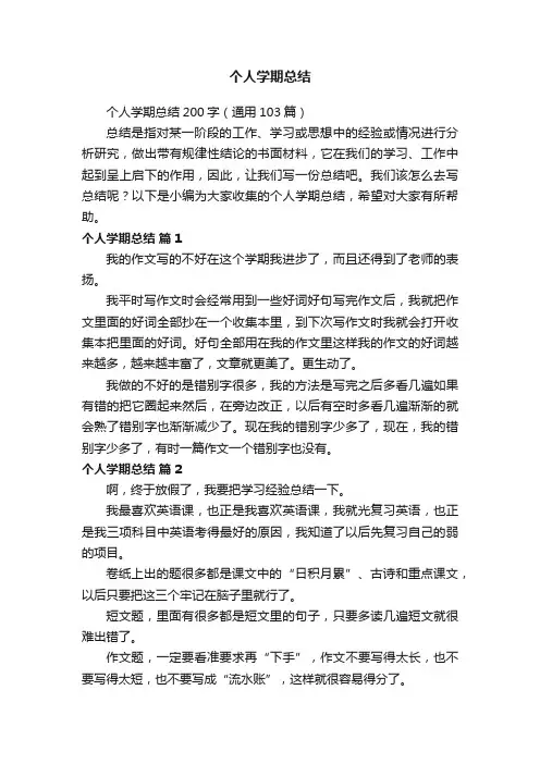 个人学期总结