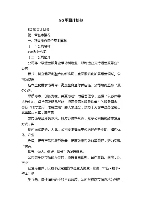 5G项目计划书