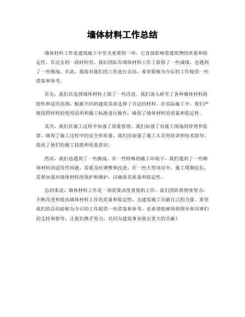 墙体材料工作总结