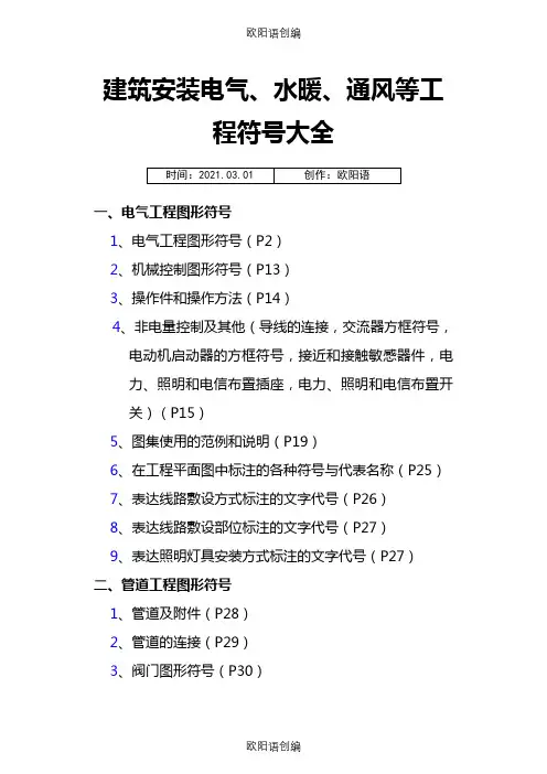 电气、水暖等工程图形符号大全表之欧阳语创编