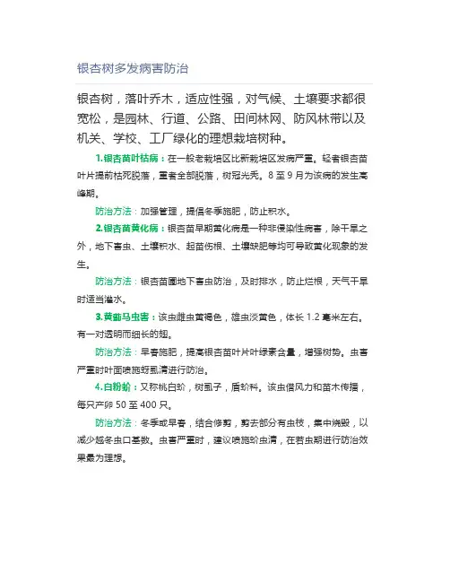 银杏树多发病害防治【园林管理】