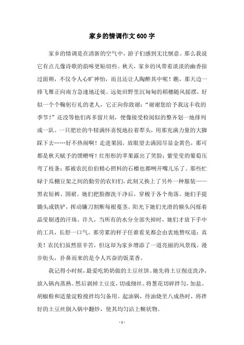 家乡的情调作文600字