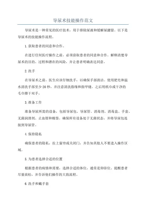 导尿术技能操作范文