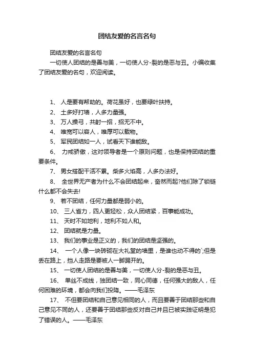 团结友爱的名言名句