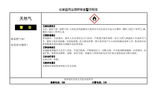 管道天然气作业场所安全警示标志