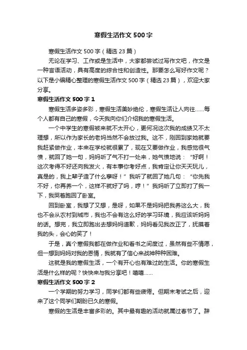 寒假生活作文500字